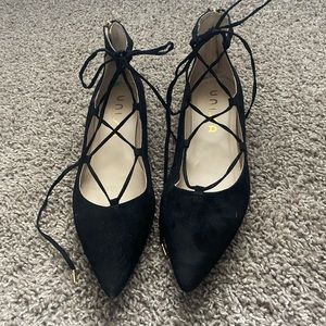 Black lace up flats